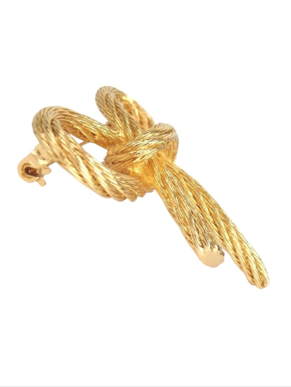 Rare Vintage Christian Dior Gold Tone Rope Bow Brooch Pin Germany w/ Dior Dusty - Picture 4 of 9